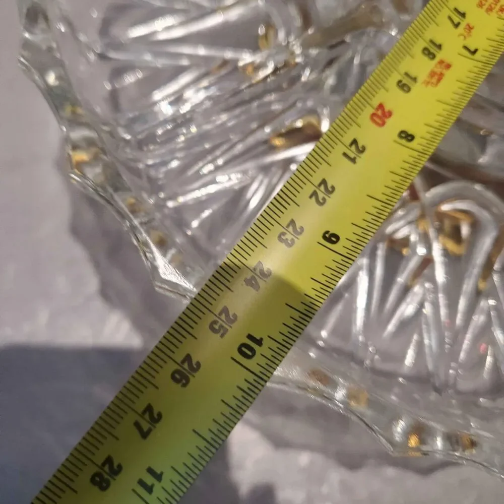 Glass and Gold Divided Pedestal Footed Dish 10